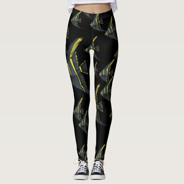 Legging Cinza e Peixe-Anjo Amarelo (Frente)