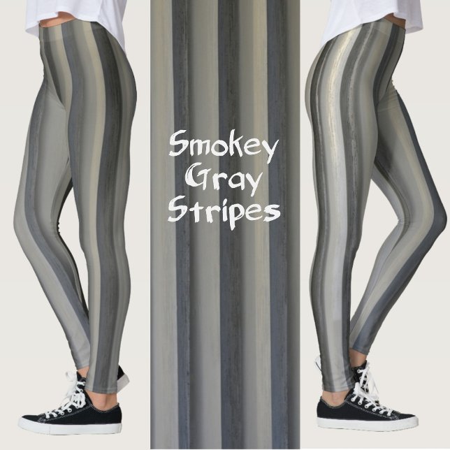 Legging Cinza e Preto Fumê Monocromático Listrado (Criador carregado)