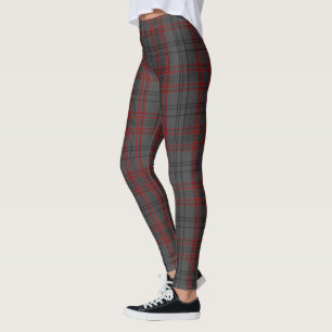 Legging Cinza Negra Negra Xadrez de Tartan