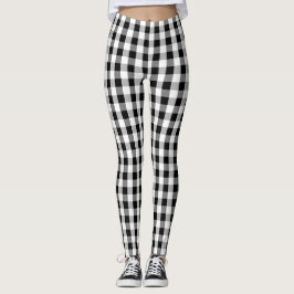 Legging Cinza Negra Vishy Checkered Xadrez Branca