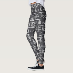 Legging Cinza Nórdica Moderna de Quadrinhos Suados