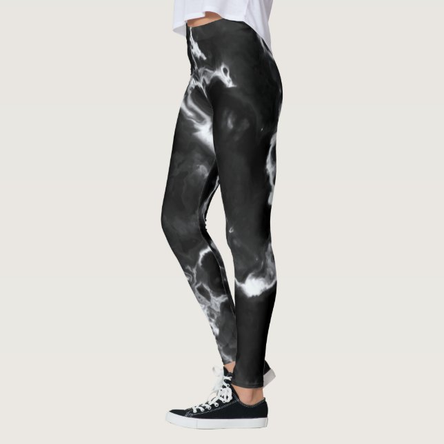 Legging Cinza preto clássico, preto, preto, preto, branco, (Esquerda)