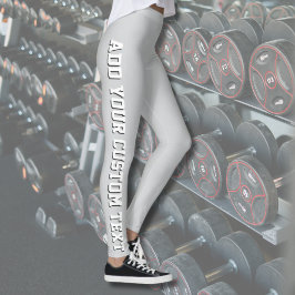 Legging Cinza Suave Texto Personalizado Vertical