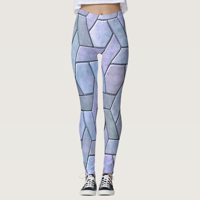 Legging Cinza verde Abstrato azul roxa-roxa-mácula iridesc (Frente)