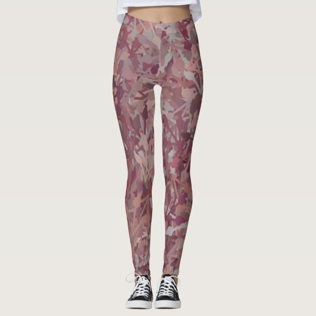 Legging Cinza Vermelha  Castanho Abstrato (Frente)