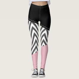 Legging Cinza Zigzag, Cinza Chevron, Zigzag Patterno, Rosa