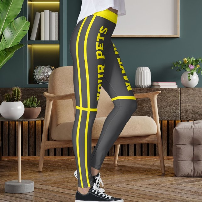 Legging Cinzas Amarelas Brilhantes Personalizadas - Riscas (Criador carregado)