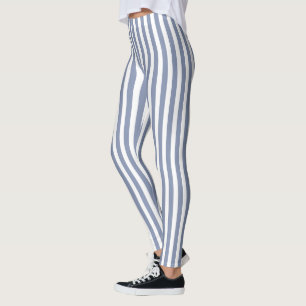 Legging Cinzas azuis e tiras de doces brancos