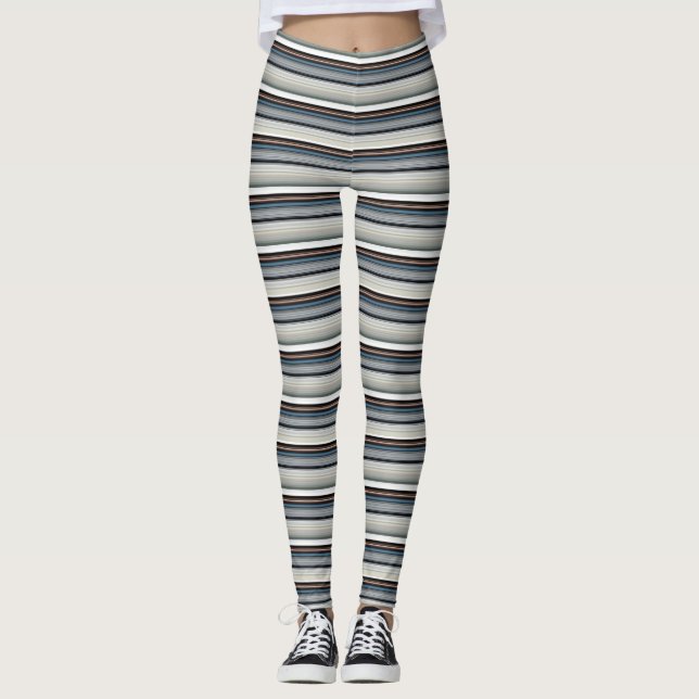Legging Cinzas brancas listras brancas (Frente)