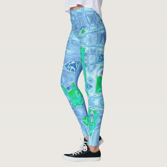 Legging Cinzas de Lavanda Cósmica e Abstratos (Esquerda)