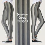 Legging Cinzas e Black Smokey Monocromatic Striped<br><div class="desc">Estas leggings em ondas suaves de listras em preto e cinza são uma design monocromática divertida e suja. O padrão monocromático faz uma declaração de moda que é divertida e chique.</div>