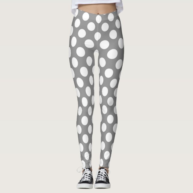 Legging Cinzas e bolinhas brancas (Frente)