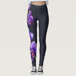 Legging Cinzas Escuras, Pernas Roxas De Orquídeas