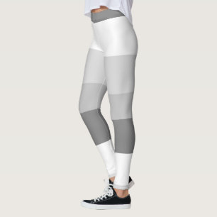 Legging Cinzas horizontais e branco do teste padrão