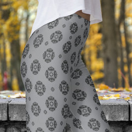 Legging Cinzas lindas e Padrão Negra de Mandela