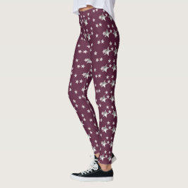 Legging Cinzas modernas e estrelas Na moda borgonhetas
