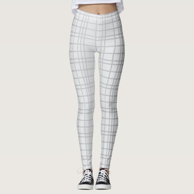 Legging Cinzas, modernas, simples, legal, linhas de grelha (Frente)