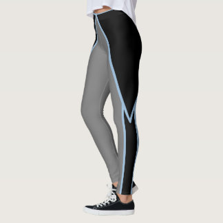 Legging Cinzas Negras e Pernas Azuis