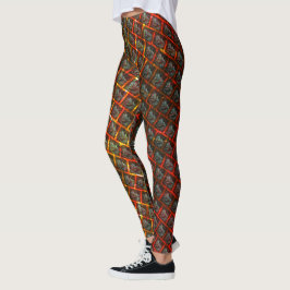 Legging Cinzas "olhais enquadrados", arranhões, quadrados 