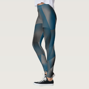 Legging Cinzas pretas e ondulações azuis, com partes incli