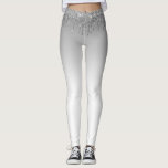 Legging cinzas reluzentes prateadas e leguminosas brancas<br><div class="desc">brilho prateado falso e cinza ombre e design branca</div>