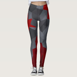 Legging Cinzas, triângulos vermelhos dispostos aleatoriame