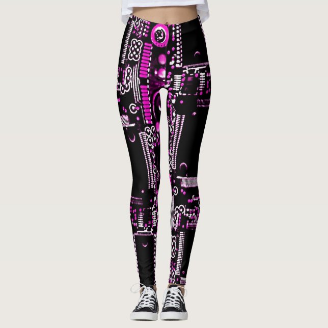 Legging Circuito Cor-de-rosa 2 em todas as pernas (Frente)