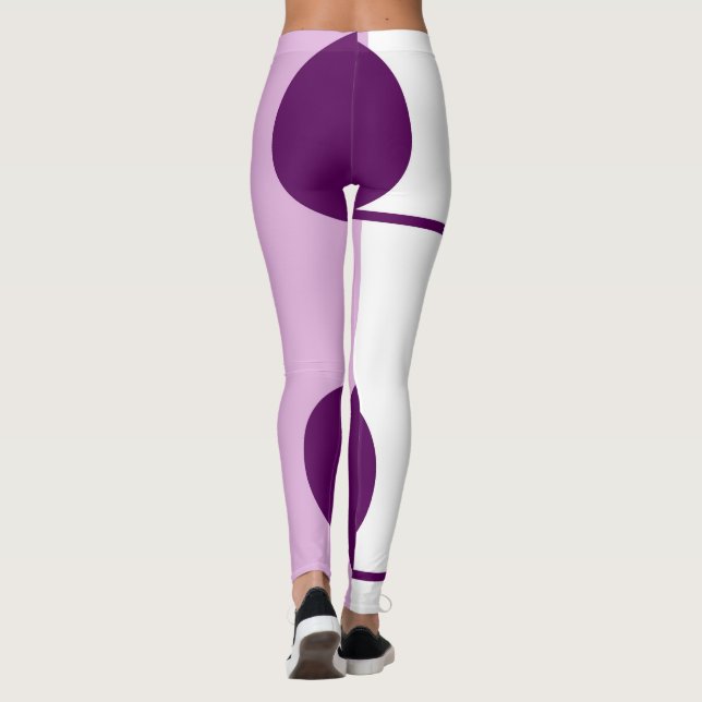 Legging Círculo Abstrato de Arte Negrito Cor-de-rosa Púrpu (Verso)