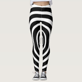 Legging Círculo da ilusão óptica no vermelho branco do