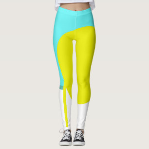 Legging Círculo de Abstrato de Arte Negrito Turquesa Verde