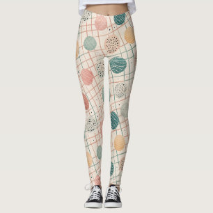 Legging Círculo Geométrico Retro   Abstrato de Meados do S