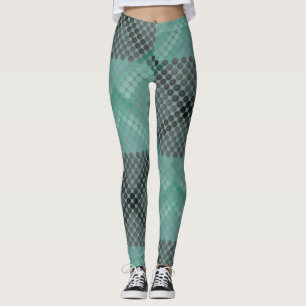 Legging Círculo ou esferas opacos e verdes, em quadrados