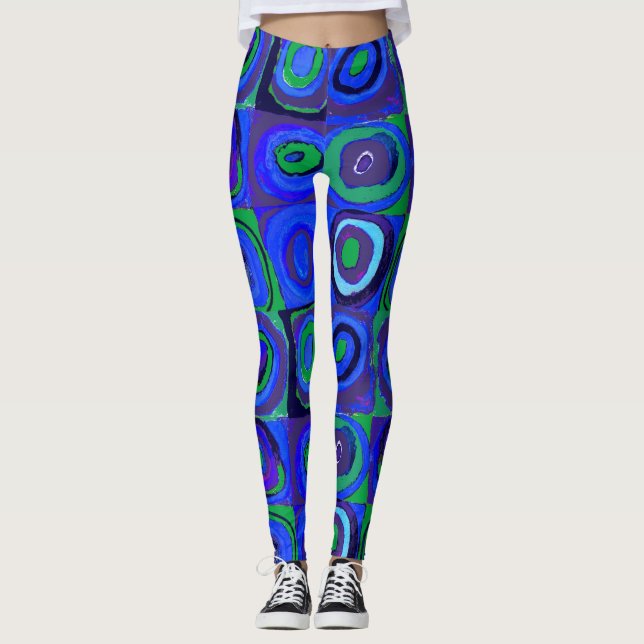 Legging Círculo Quadrado do Kandinsky Farbstudie Blue Quad (Frente)