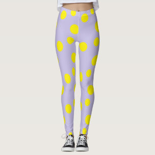 Legging Círculos amarelos em padrão roxo