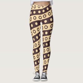 Legging Círculos Beige Chocolate Padrão Mínimo