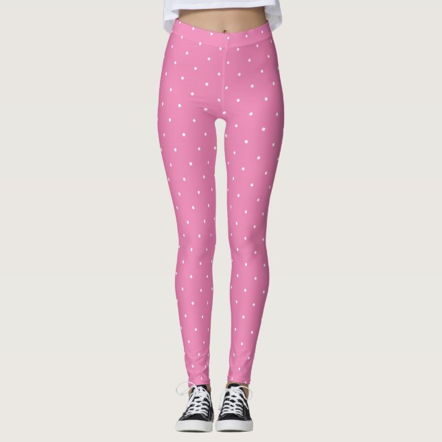 Legging Círculos brancos cor-de-rosa moderno, Modelo, eleg (Frente)