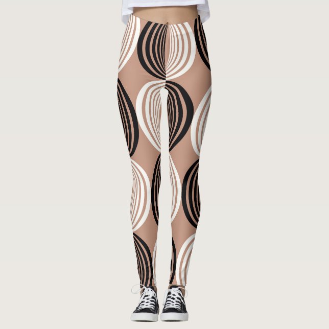 Legging Círculos castanhos geométricos Design (Frente)