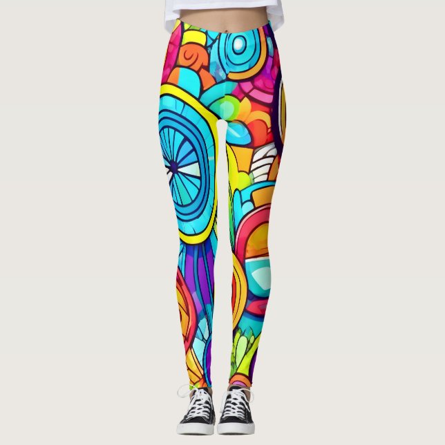Legging Círculos Coloridos Abstrato (Frente)