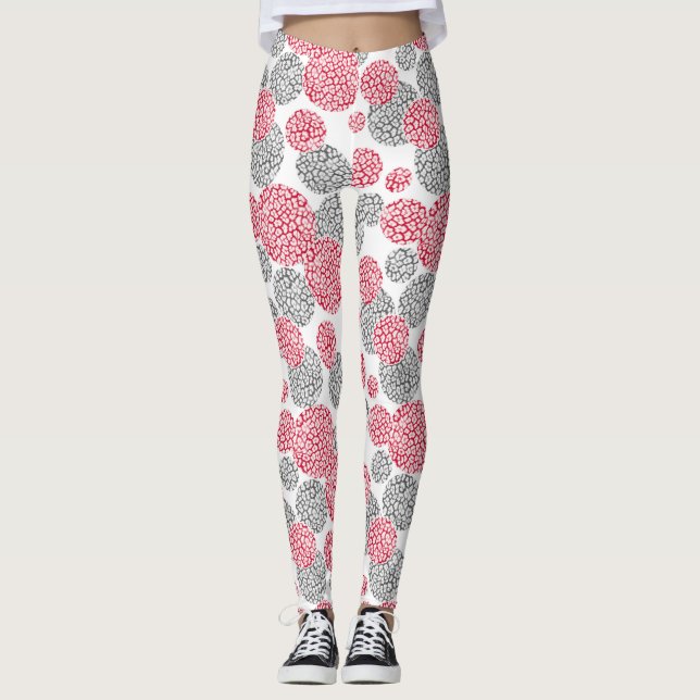 Legging Círculos com cinza e impressão de pele-leopardo ve (Frente)