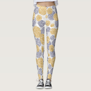 Legging Círculos com impressão de pele-leopardo amarela e 