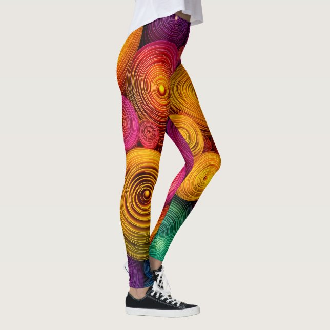 Legging Círculos concêntricos multicoloridos textura abstr (Direita)