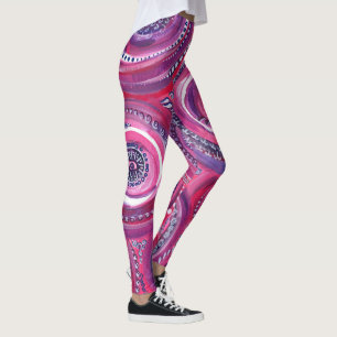 Legging Círculos cor-de-rosa e roxo e espirros de arte or