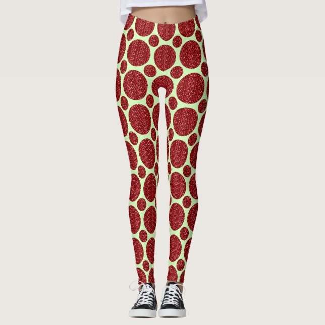 Legging Círculos de Brilho Vermelho Falso (Frente)