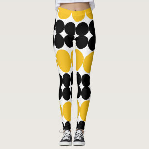 Legging Círculos de Eclipse, Design de padrão amarelo e pr