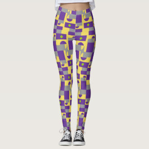 Legging Círculos dos retângulos w/Half e caneleiras dos