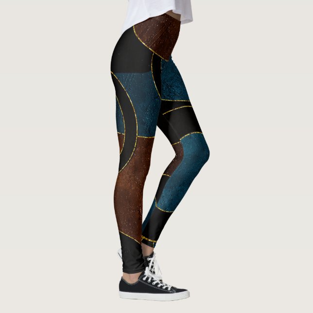 Legging Círculos Geométricos Abstratos Dourado  Brilho em  (Direita)