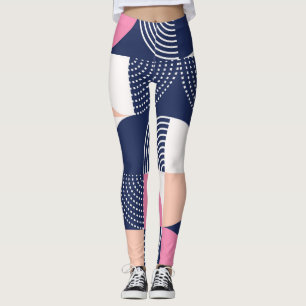 Legging Círculos Gráficos Padrão de Vintagem Sem Olhos