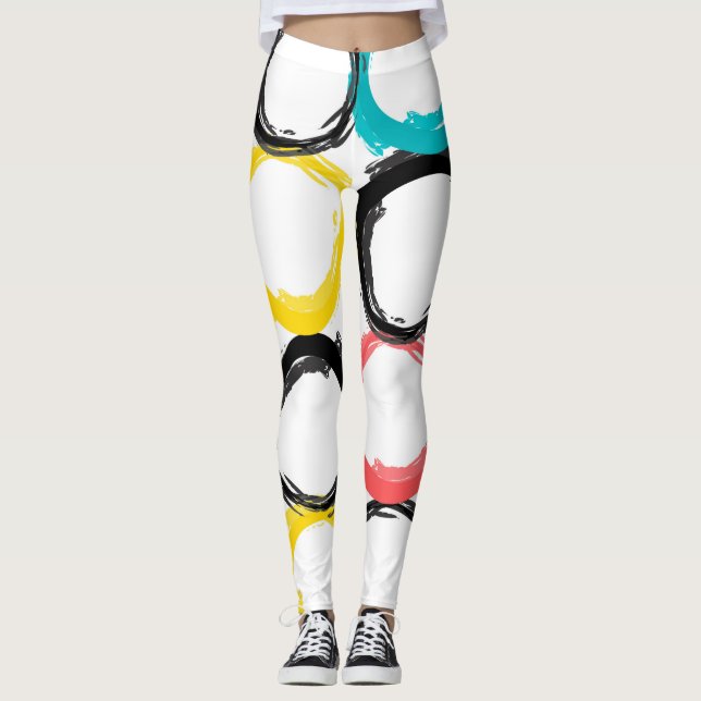 Legging Círculos modernos, coloridos, legal, únicos, de te (Frente)