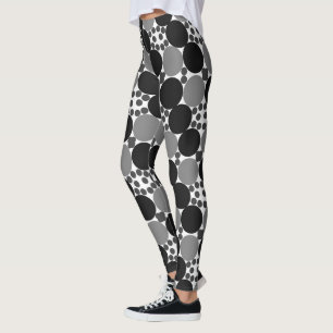 Legging Círculos Monocromáticos: Abstrato Preto Branco E C
