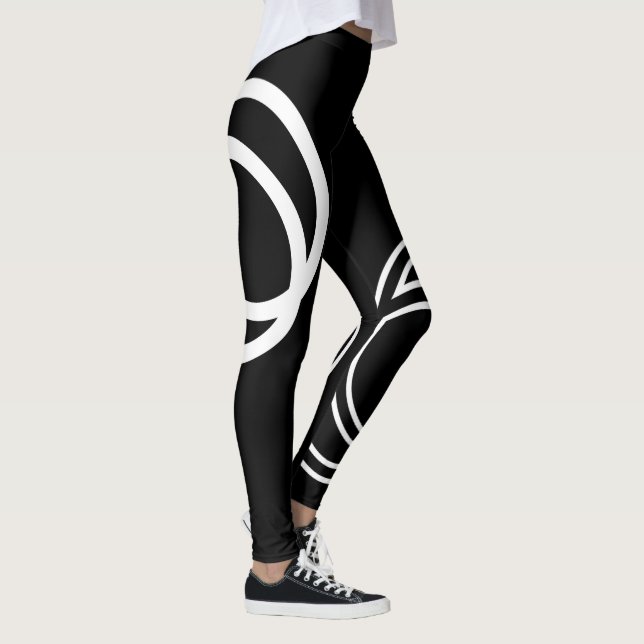 Legging Círculos Monocromáticos Brancos Criativos (Direita)